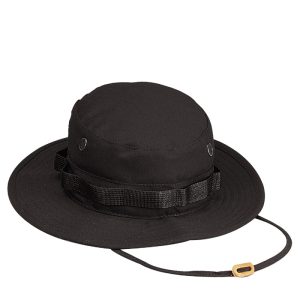 Black 100  percent Cotton Rip-Stop Boonie Hat