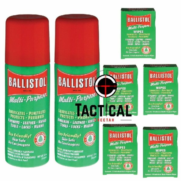 2 Cans of 1.5 oz Spray Gun Cleaning Ballistol Multi-Purpose Wipes (50 wipes)