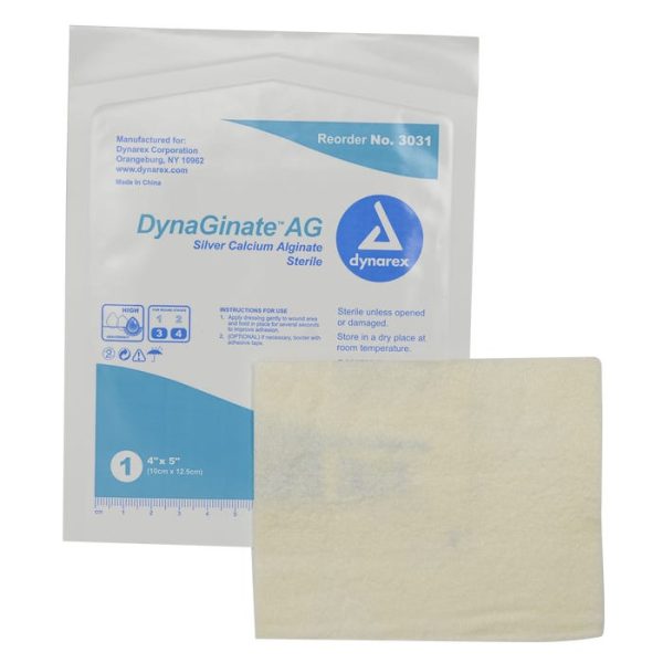 DynaGinate AG Silver Calcium Alginate Dressing - 4''x5''