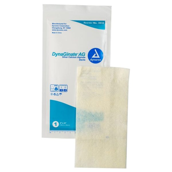 DynaGinate AG Silver Calcium Alginate Dressing - 4''x8''