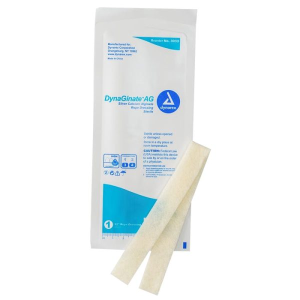 DynaGinate AG Silver Calcium Alginate Rope Dressing - ¼″x12''