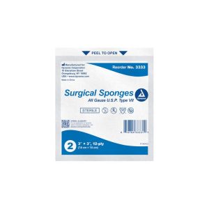 Surgical Gauze Sponge Sterile 2's 3''x 3'' 12 Ply