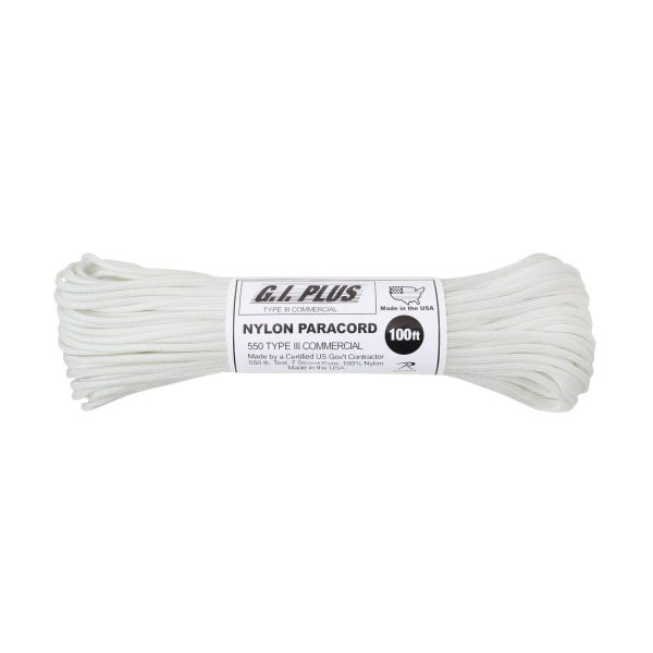 Nylon Paracord Type III 550 LB 100FT - White