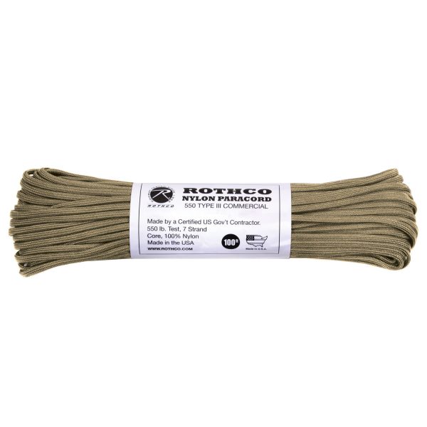 Nylon Paracord Type III 550 LB 100FT - Tan