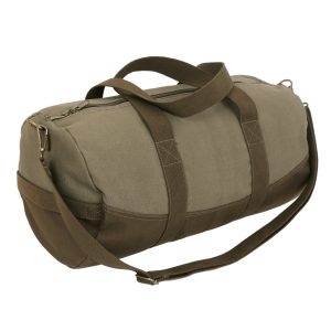 Two-Tone Canvas Duffle Bag With Brown Bottom