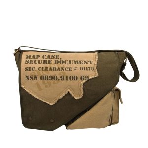 Vintage Canvas Two-Tone Imprinted Map Bag