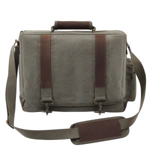 Vintage Canvas Pathfinder Laptop Bag With Leather Accents