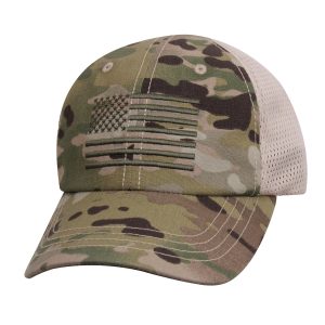 MultiCam Tactical Mesh Back Cap With Embroidered US Flag