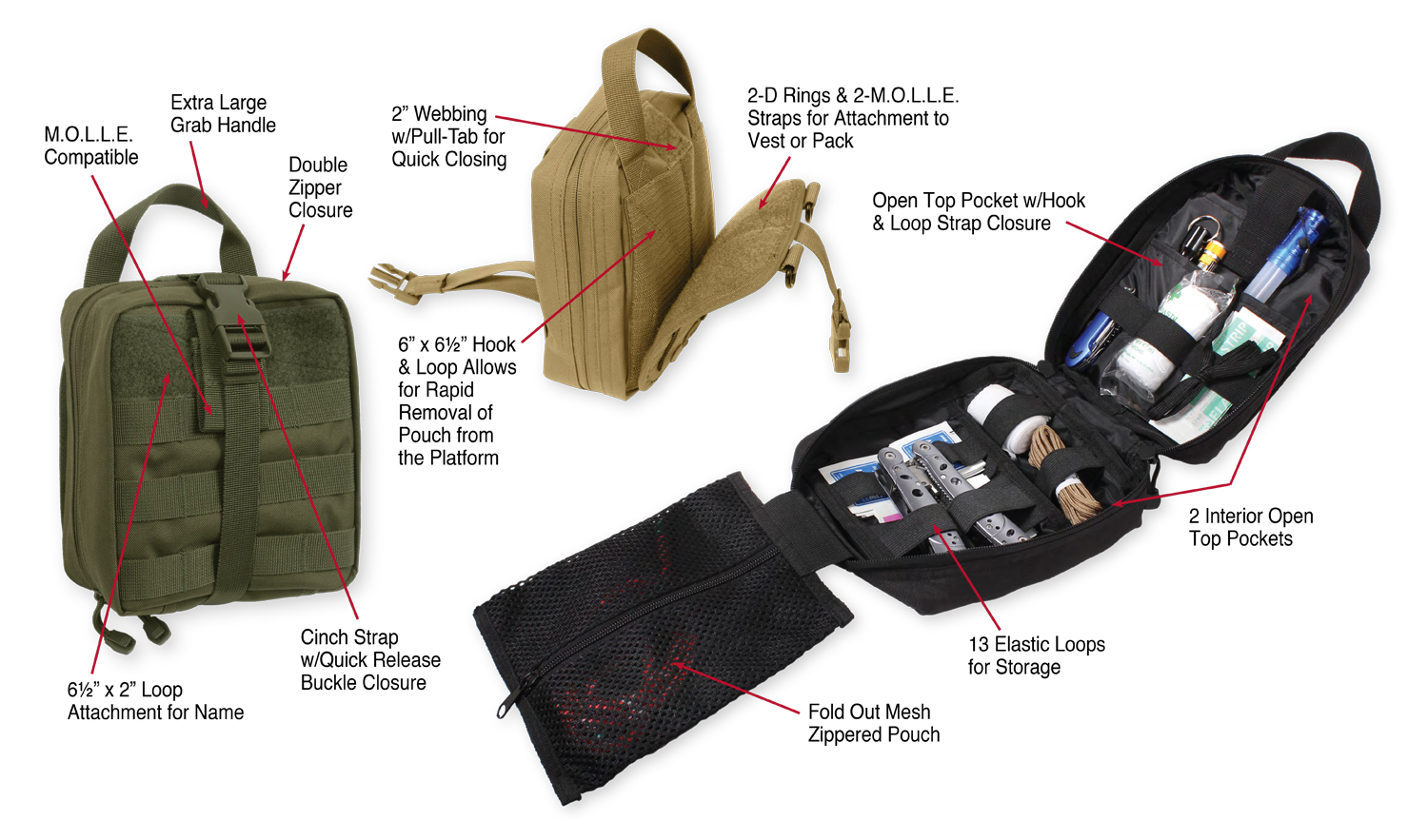 Quick Access Tactical MOLLE Breakaway Medical or Utility Pouch - Image 2